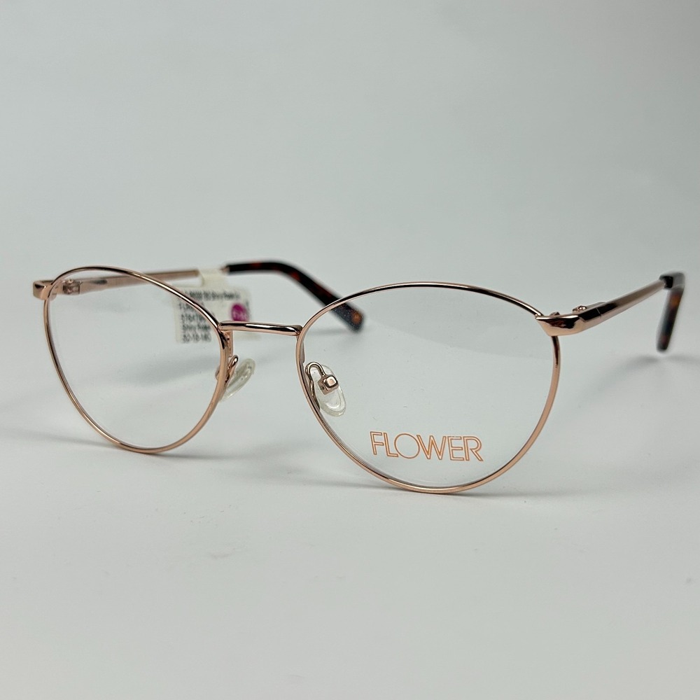 Flower FLR6039 Women's Eyeglasses Shiny Rose Gold Metal Full Rim 52-18-140 mm